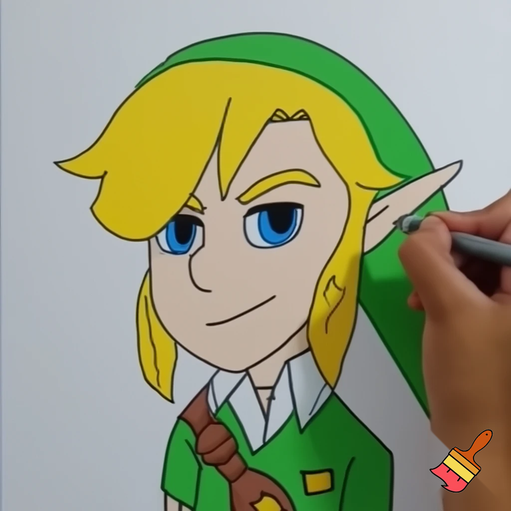 make a drawing of link from Zelda and Rocket league together