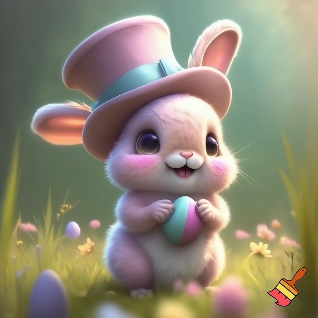 Easter bunny mascot with the top hat costume