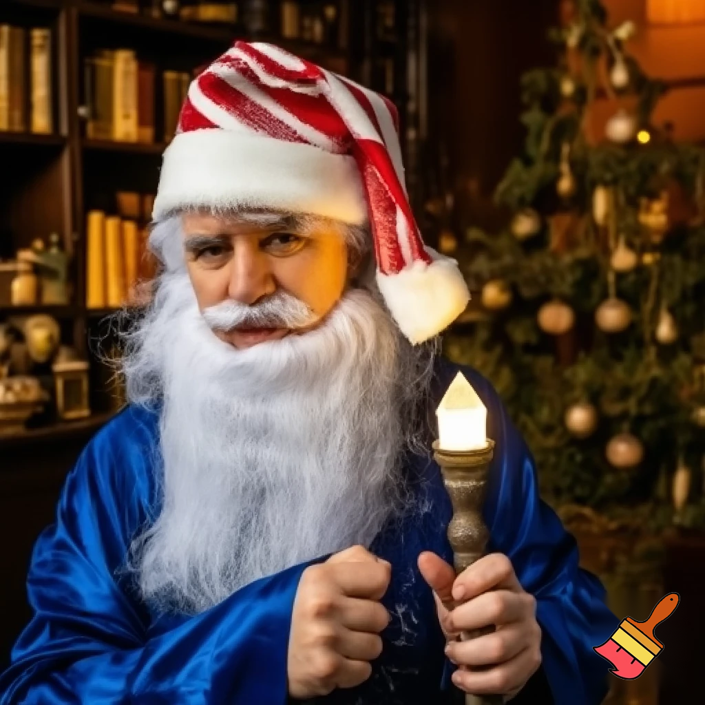 Magician wizard Christmas a Christmas hat