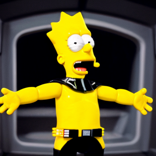 Bart Simpson saying whoo with only arms and head in Darth Vader Offit 
