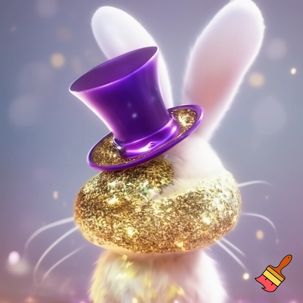 Easter bunny headband, top hat, purple and white with glitter gold glitter