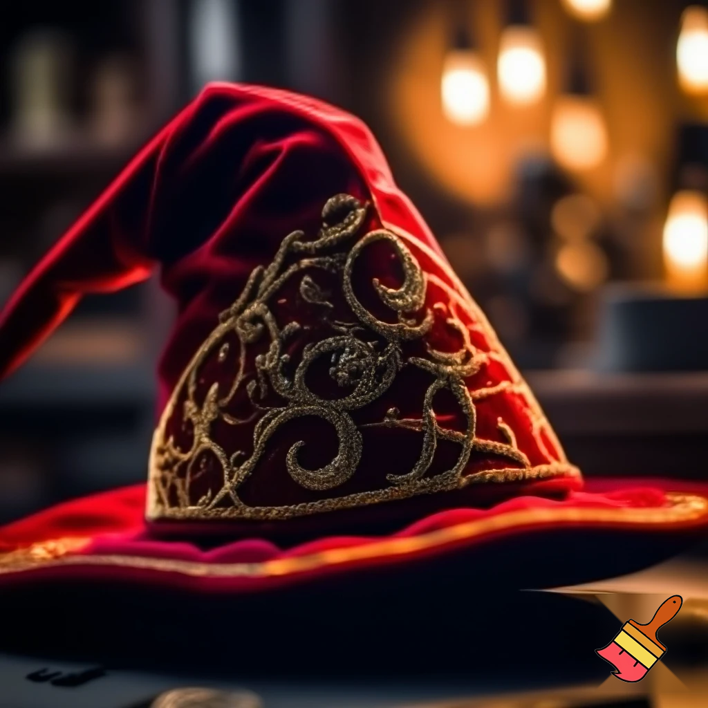 Christmas wizard hat written and velvet