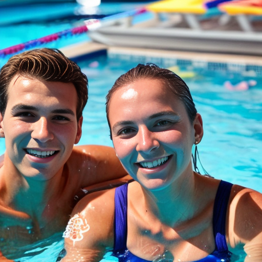 Goretzka and Vanessa at the pool 