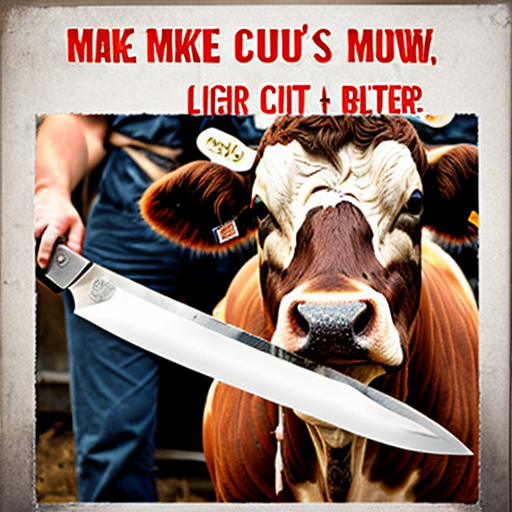 Make me a butcher sighn with a cow and butcher’s knife and clever with other meats