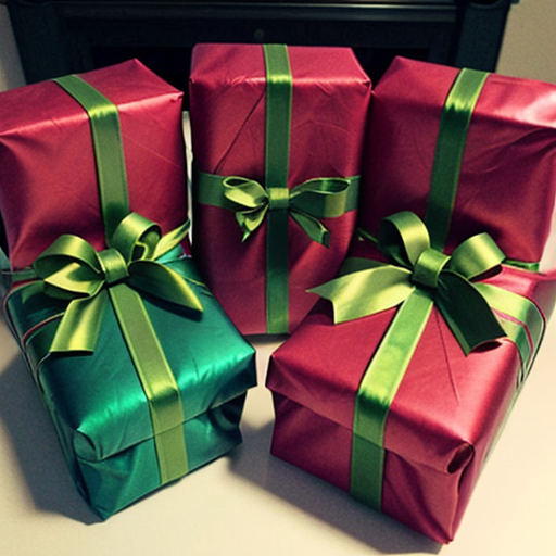 3 identical wrapped gifts
