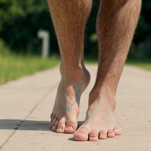 A barefoot young man