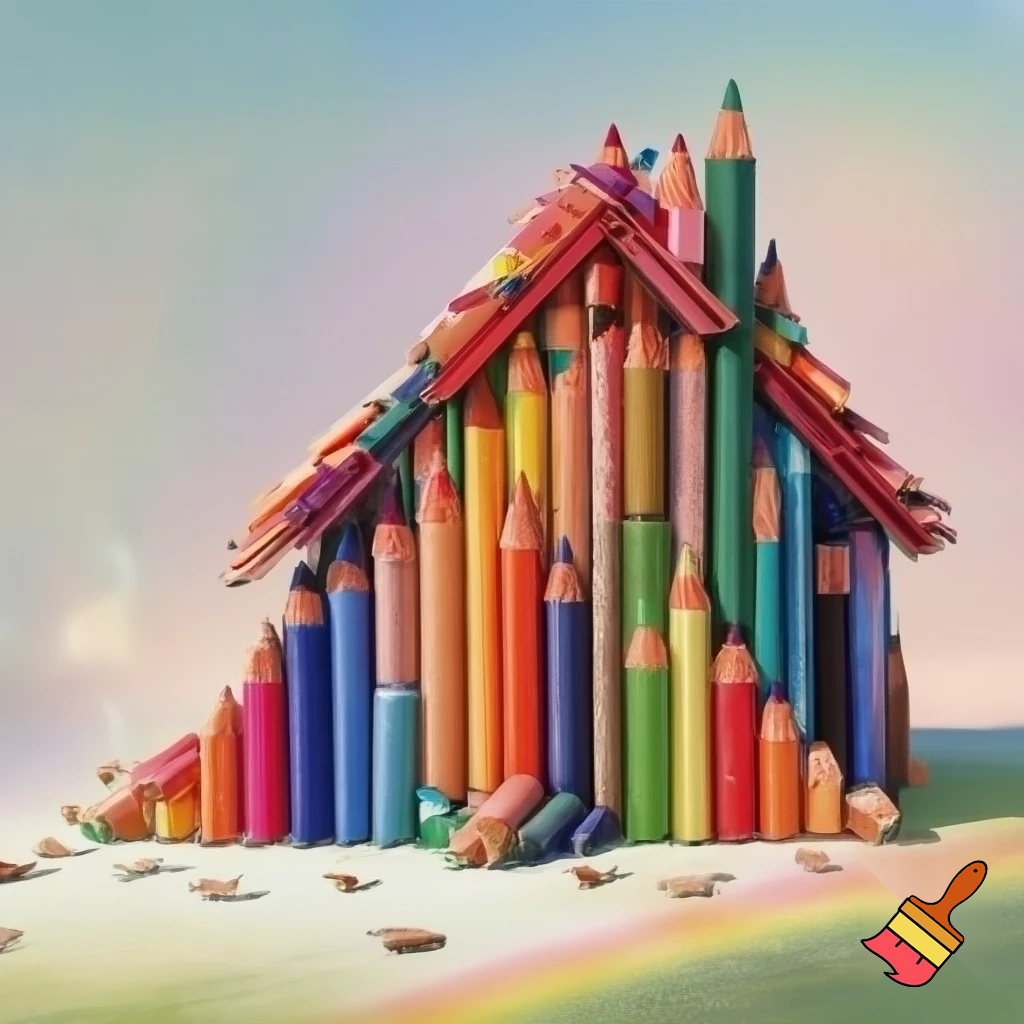 A house made out of color pencils