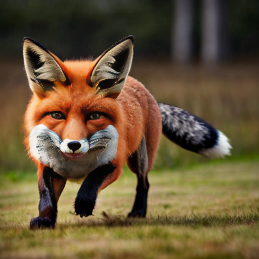 detailed realistic photo of a fox chasing a bunny