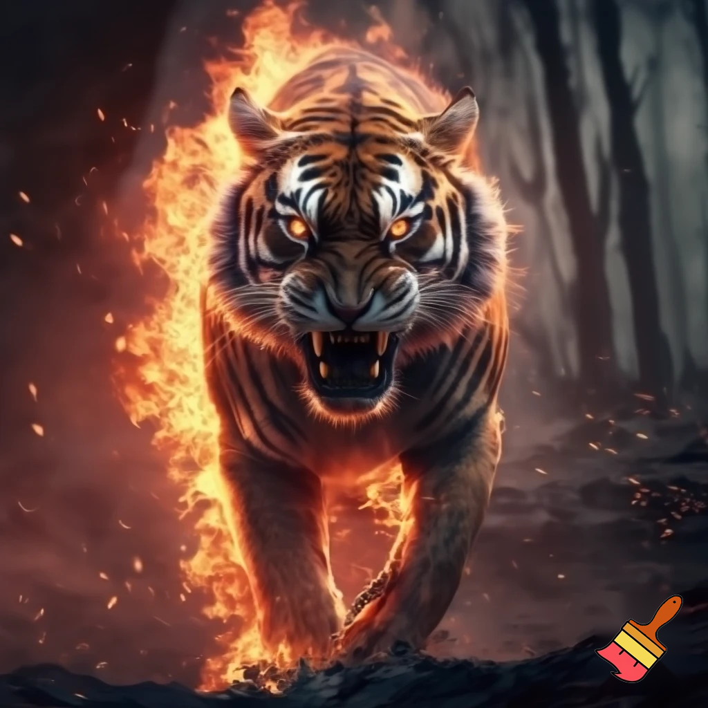 un tigra bulado am foc