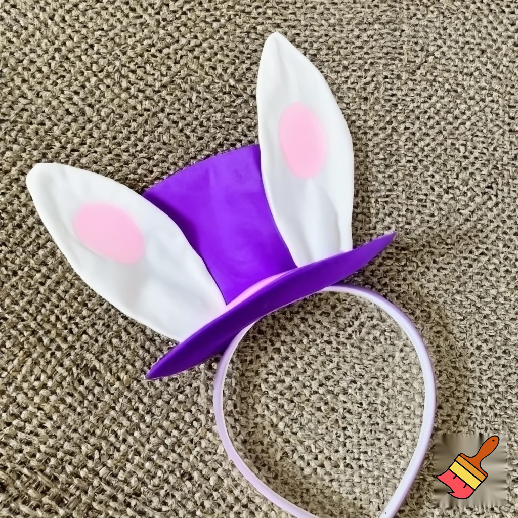 Easter top head headband, purple and white bunny ears top hat