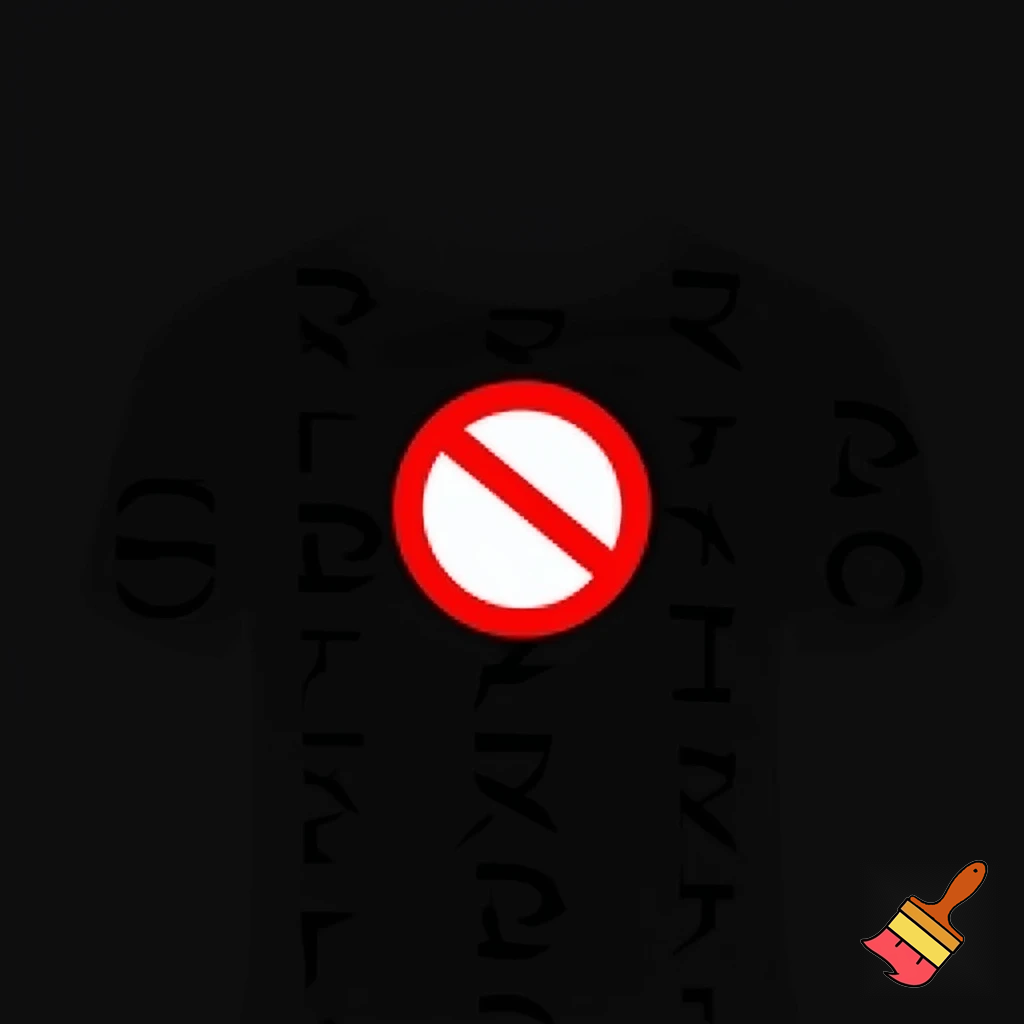 The words "NO REPLY ALL" on the front of a t-shirt.  On the back of the same t-shirt a large circle with a thick red line drawn diagonally through the circle