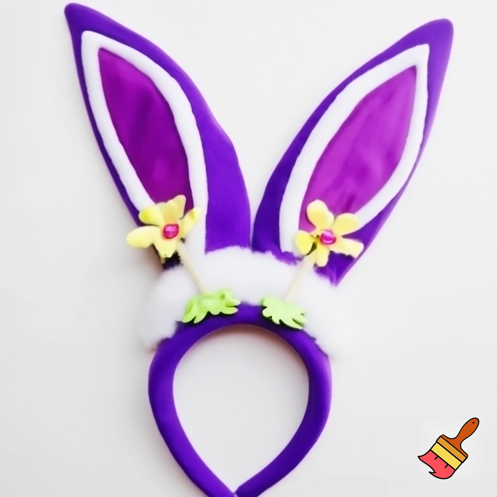 Easter top head headband, purple and white bunny ears top hat