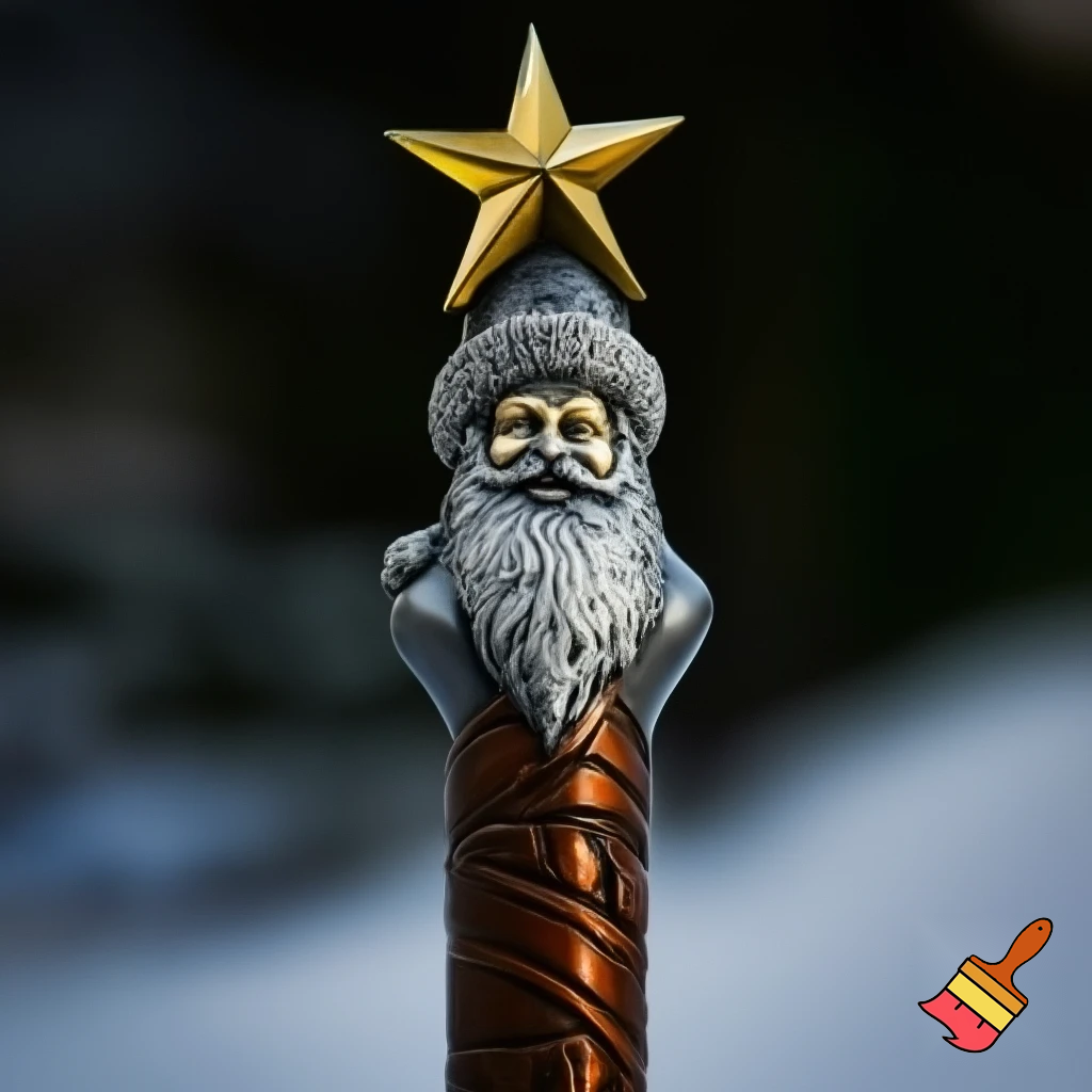 Russian Santa Claus walking stick with a star Santa Claus the real Santa Claus metal