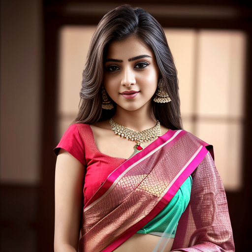 Cute girl in saree semi nude