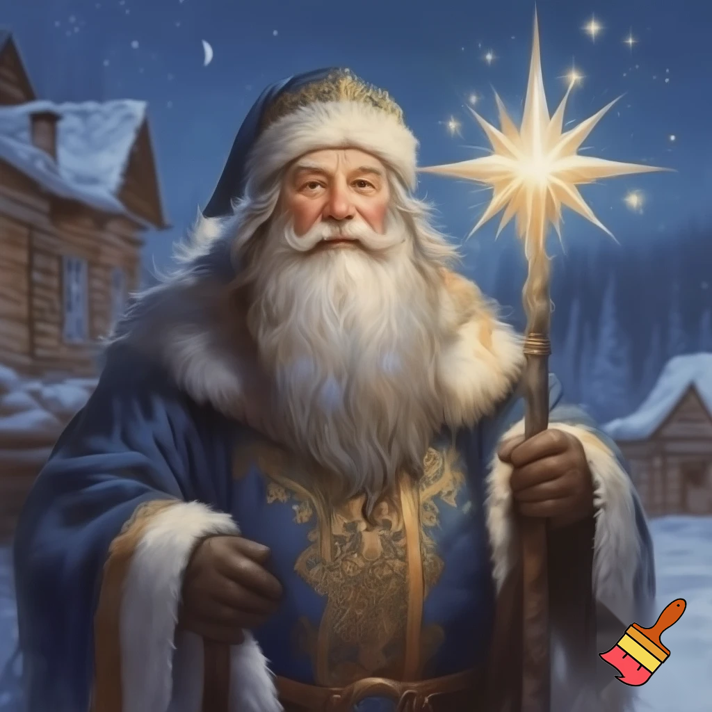 Russian walking stick Santa Claus with a star walking stick