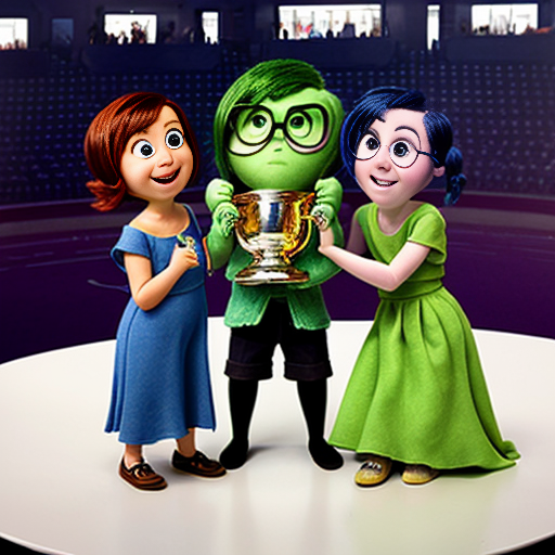 inside out style happy proud gold holding trophy