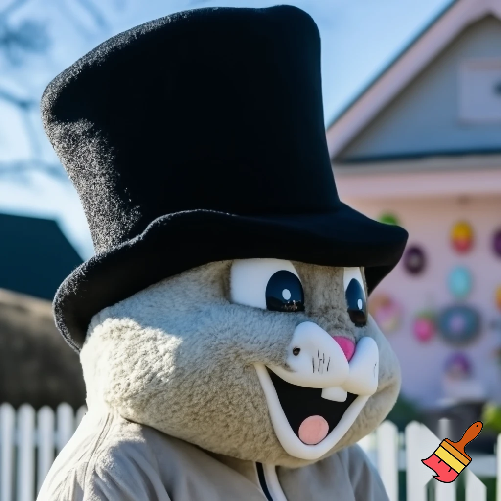 Easter bunny mascot costume top hat Easter only sells house