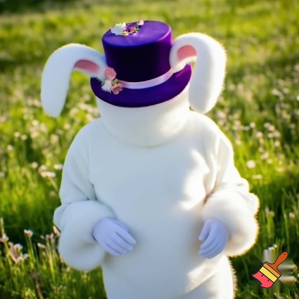 Easter bunny costume top hat person special in delicate