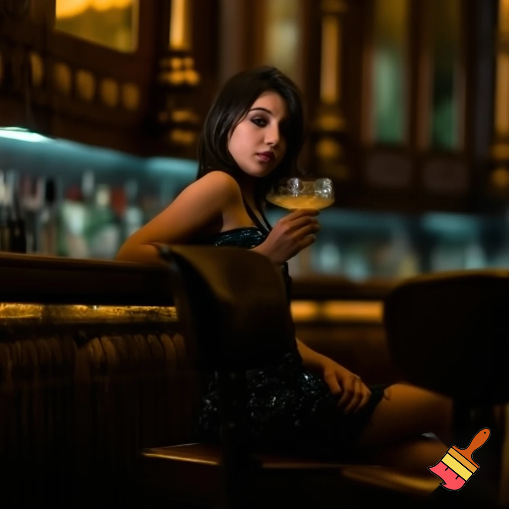 a woman in a bar