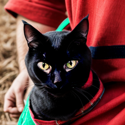 2d Milo the black cat the farmer red shirt and blue overalls and green boots