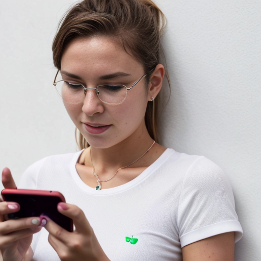 Goretzka play game on apple phone and Vanessa play game on apple phone at the standing on the white wall 