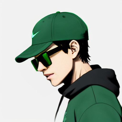 Izuku Midoriya from My hero academia wearing drippy glasses with nike tech fleece and a sideways cap for a profile picture

