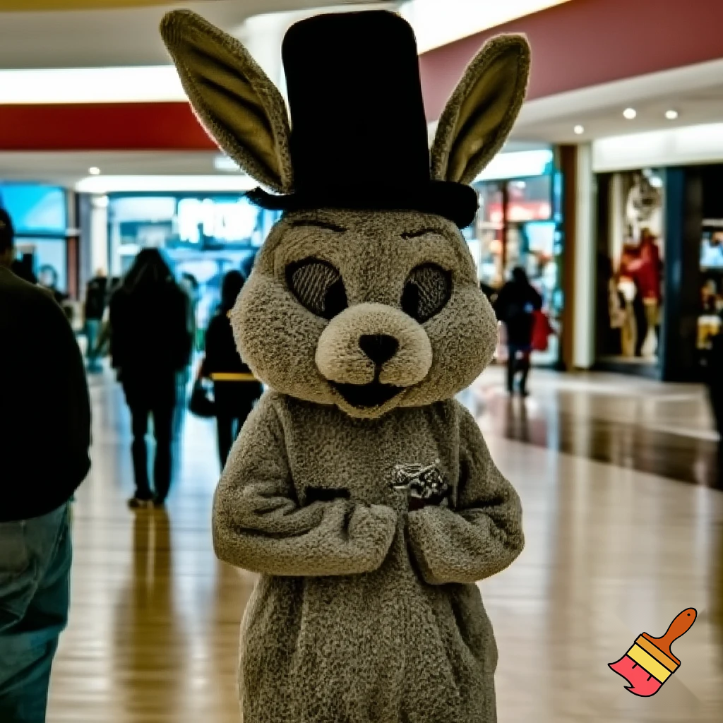 Easter bunny mascot top hat at the shopping centre mascot costume Darrell Lea