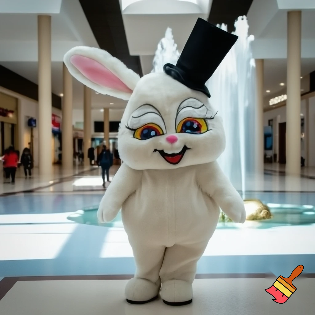  Easter bunny mascot costume top hat special land special in delicate shopping Centre Fountain Gate a colour face