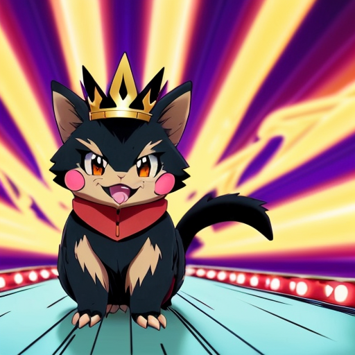 bipedal, black, cat/weasel-like Dark/Ice-type Pokémon characterized by its sharp claws, red feathery crests, and a yellow forehead gem. Standing 3'07" tall, it features a red collar-like crown, two tail feathers, and red, almond-shaped eyes with dark lashes. pokemon