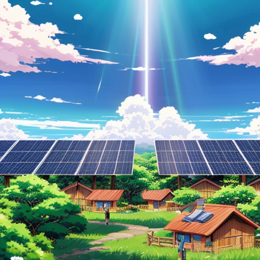 rain forest village with solar panels 