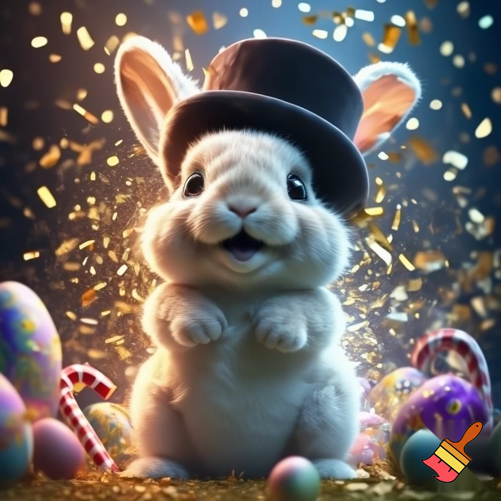 Easter bunny mascot top hat costume big giant enormous surprise