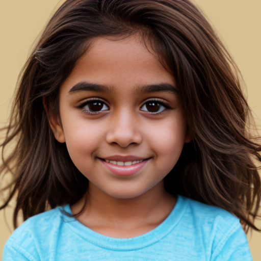 little brown girl with brown hair and brown eyes realistic cartoon