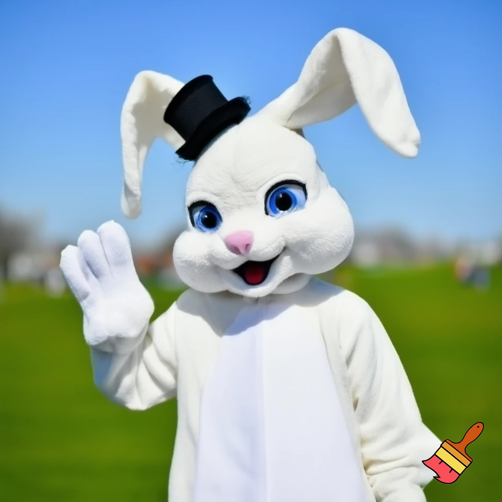Easter bunny mascot costume top hat