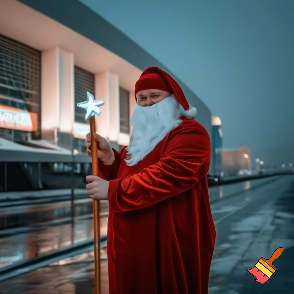  Santa Claus, Russia walking stick with a star shopping centre