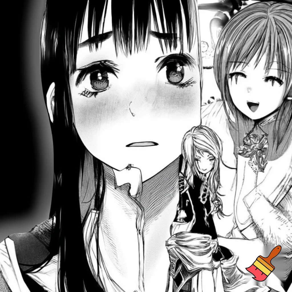 fait la en noir et blanc et plus style manga c une fille cheuveux long et ebourife 

