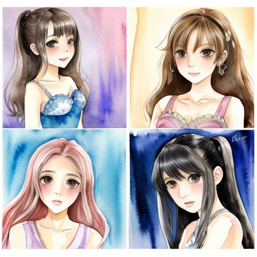 Four girls anime style 
