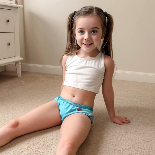 cute little girl in bootyshorts in a crop top doing the splits