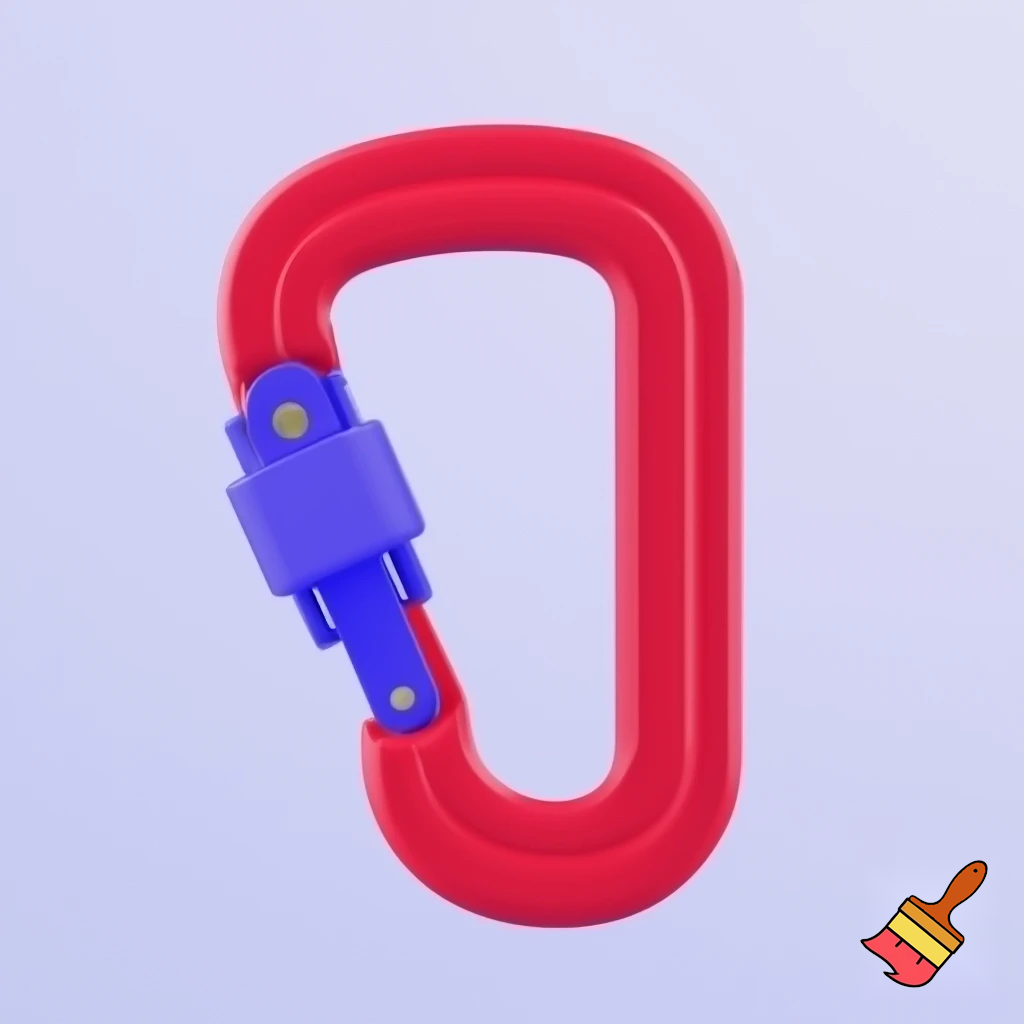 single icon of carabiner in cartoon style 