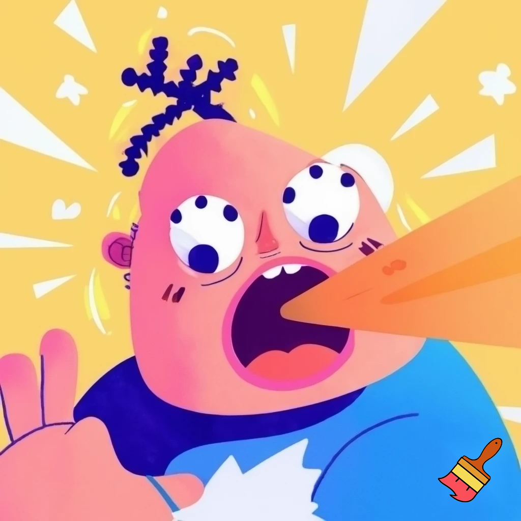 Cartoon figure saying “rar”