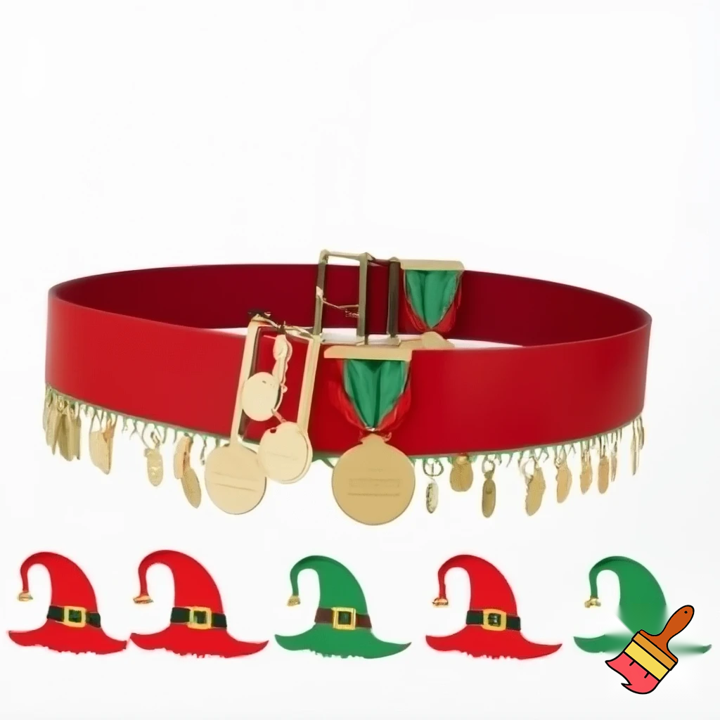 A wizard hat Christmas hat Santa Claus hat a hat gold medal belt belt belt