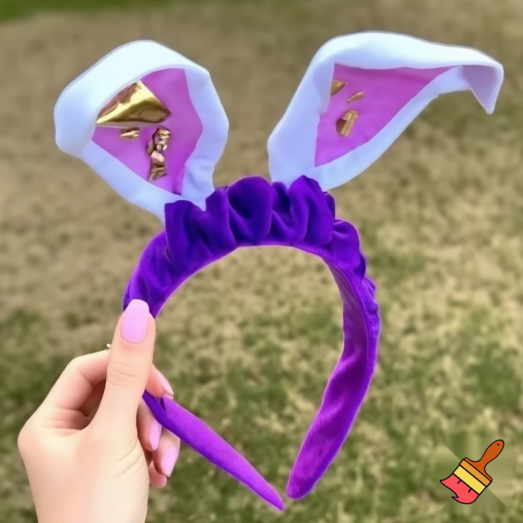 Easter top hat headband Easter bunny headband, purple and white with gold Easter top hat headband and fabric velvet and fabric velvet top head headband