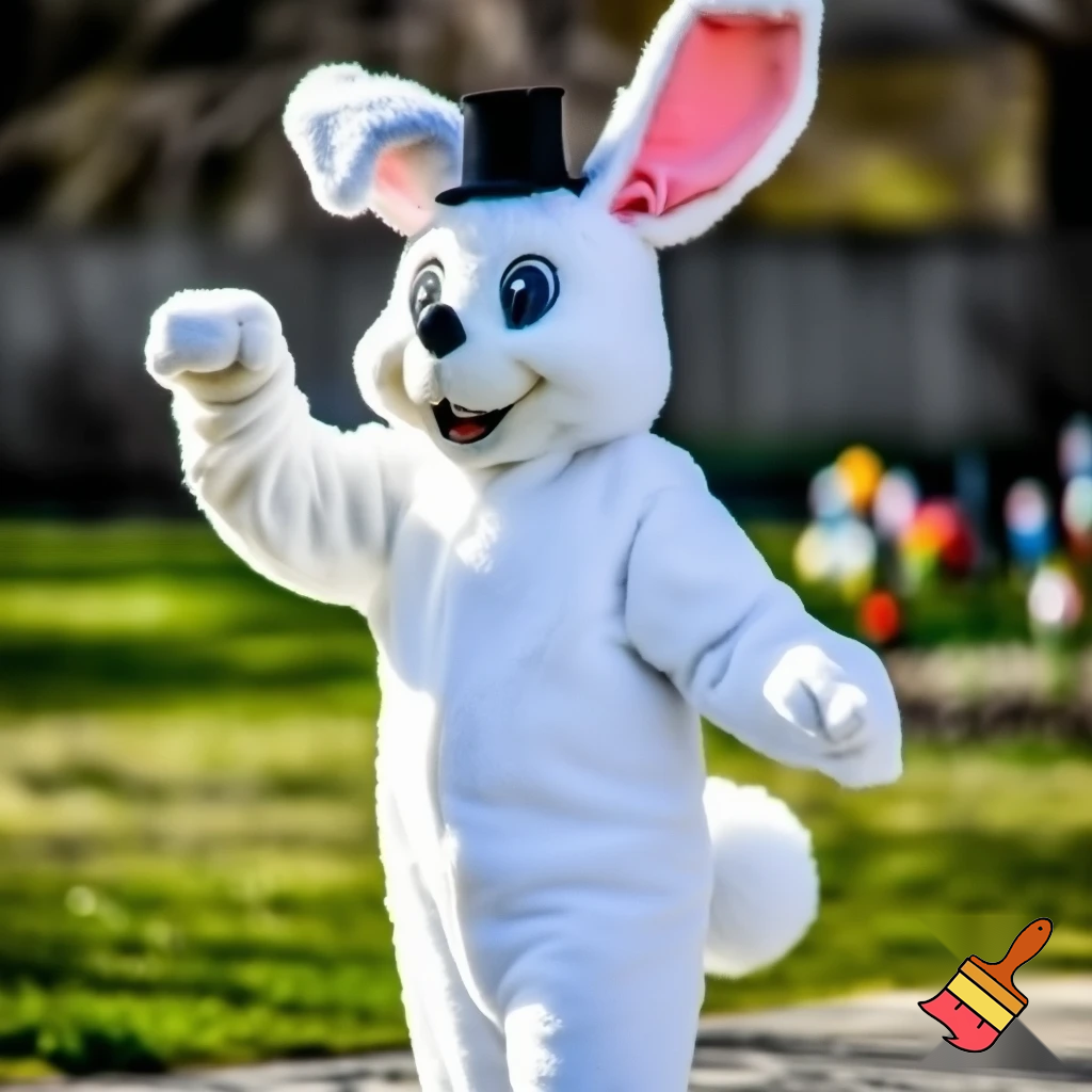 Easter bunny mascot costume top hat