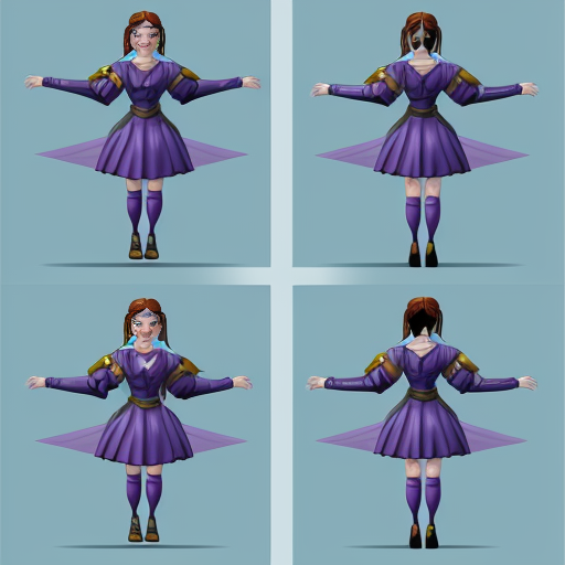 Sprite sheet, female, flying, sideway view 
