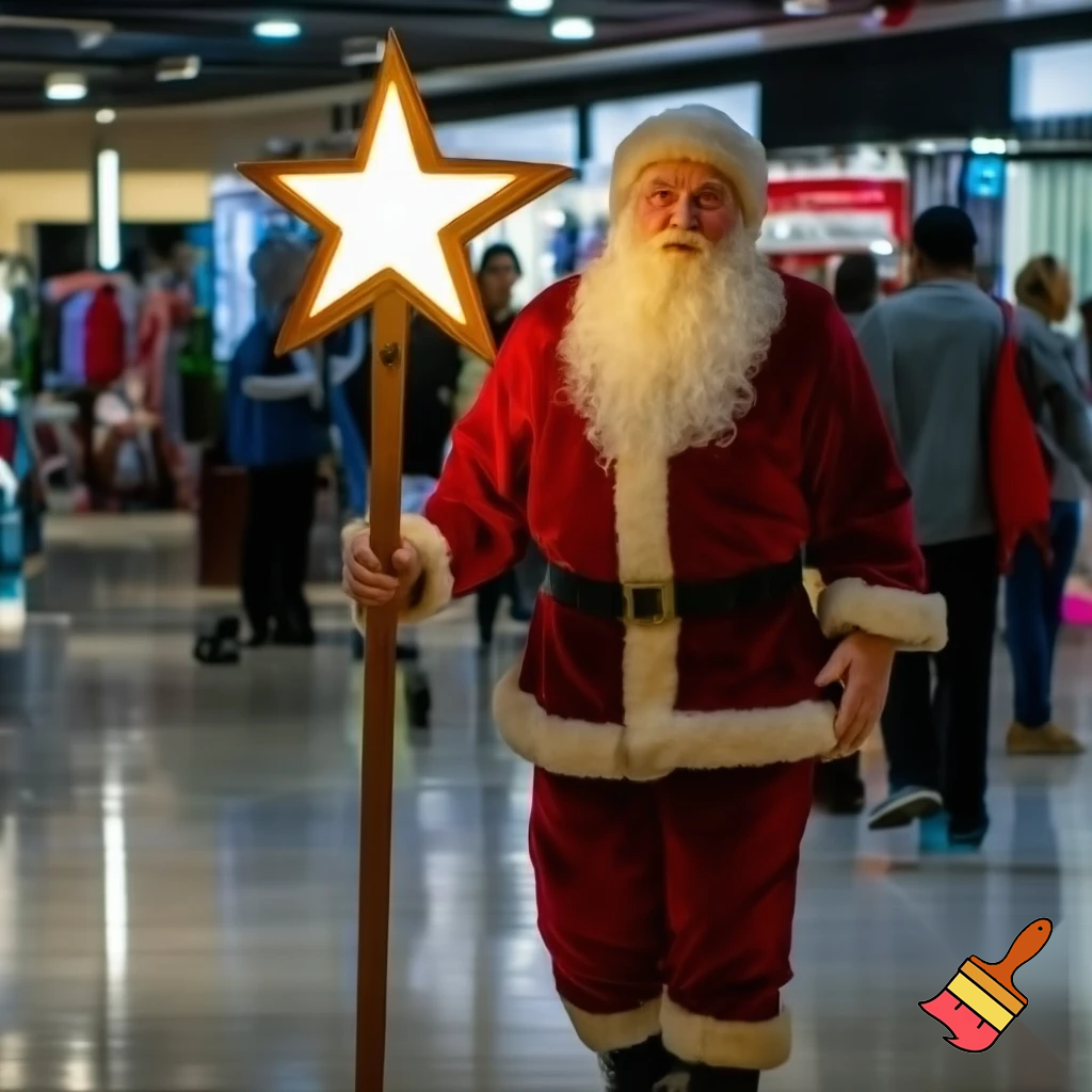 Santa Claus walking at the shopping centre a wizard Santa Claus the real Santa Claus🌟💫🎄🎁🎁🎁🎁🎁🎁🎁🎁🎁🎁🎁🎁 stick with a star walking stick with the star Santa Claus special Santa Claus🌠