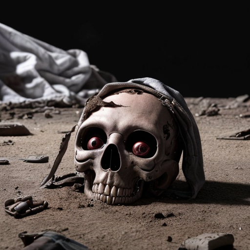 ​A screenshot of a social media feed with two stacked posts, featuring unreadable, distorted text and standard interaction icons. The top post displays two side-by-side images of a distorted, macabre humanoid figure in a tattered gown, covered in tattered cloths, lying on light dirt. The bottom post shows a single image of a messy, desolate space filled with debris and a dark, heavily distorted demon, The entire image must have a low-resolution, weirdcore, "cursed image" style with early AI generation artifacts.