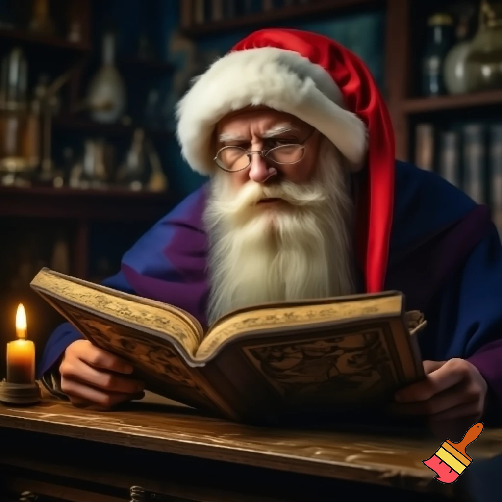 A wizard Santa Claus hat read