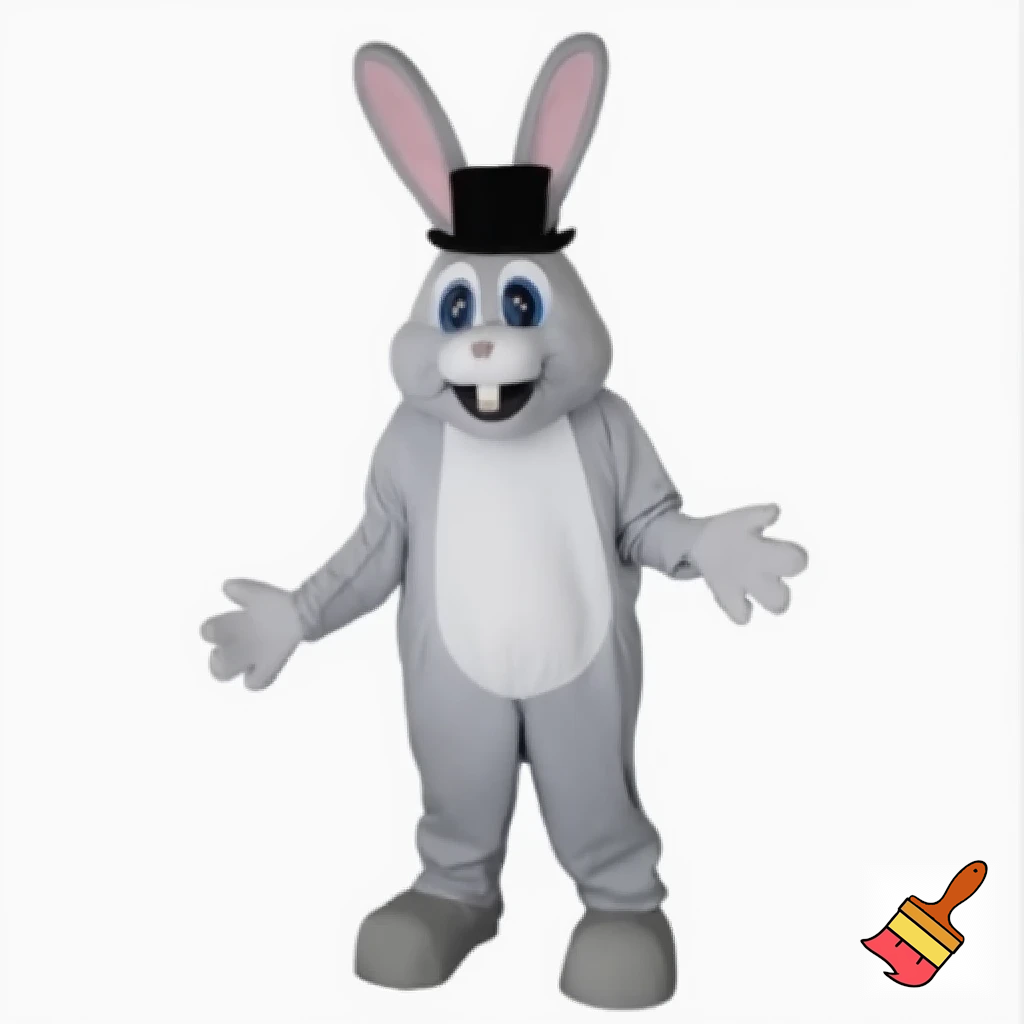 Easter bunny mascot costume, real person top hat