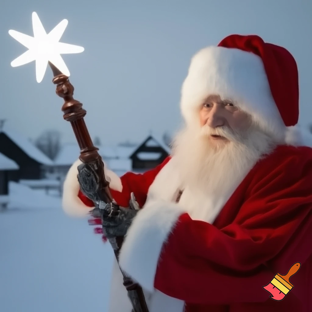 Santa Claus, Russia walking stick with the star
