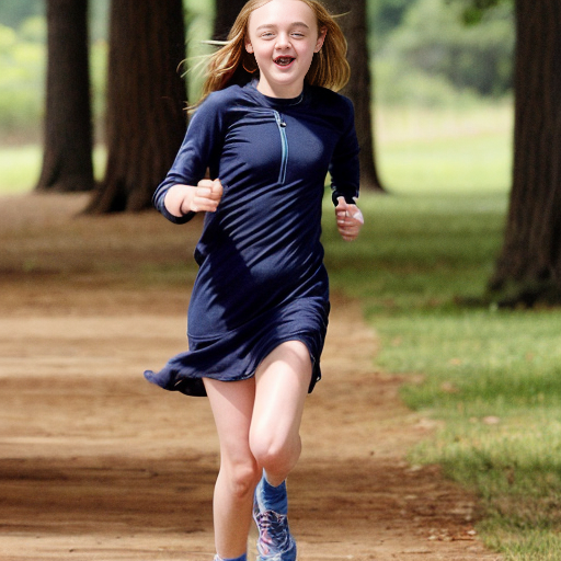 Dakota Fanning, young actress, her dress is torn, she is running through a wood, her breast is exposed, her sister Elle Fanning is running with her, close up shot