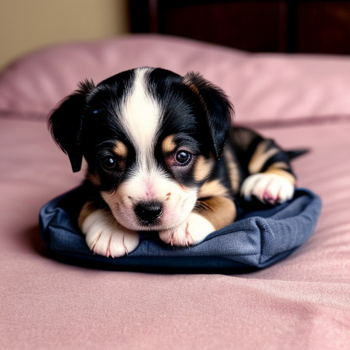 kleiner welpe der beim schlafen einen hansdand macht 